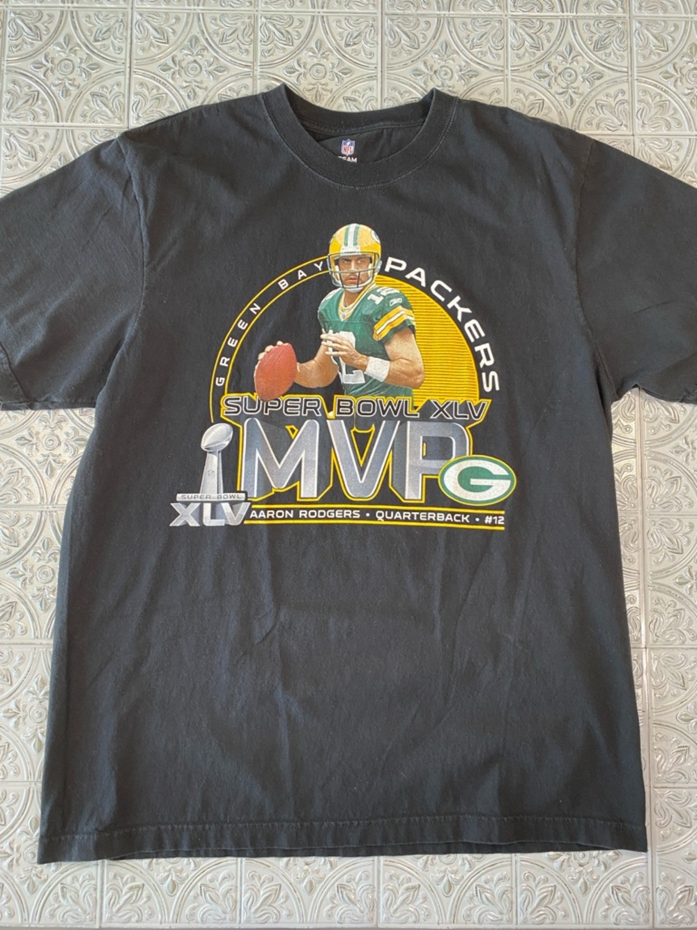 Green Bay Packers Super Bowl XLV MVP Aaron Rodgers Black Tee